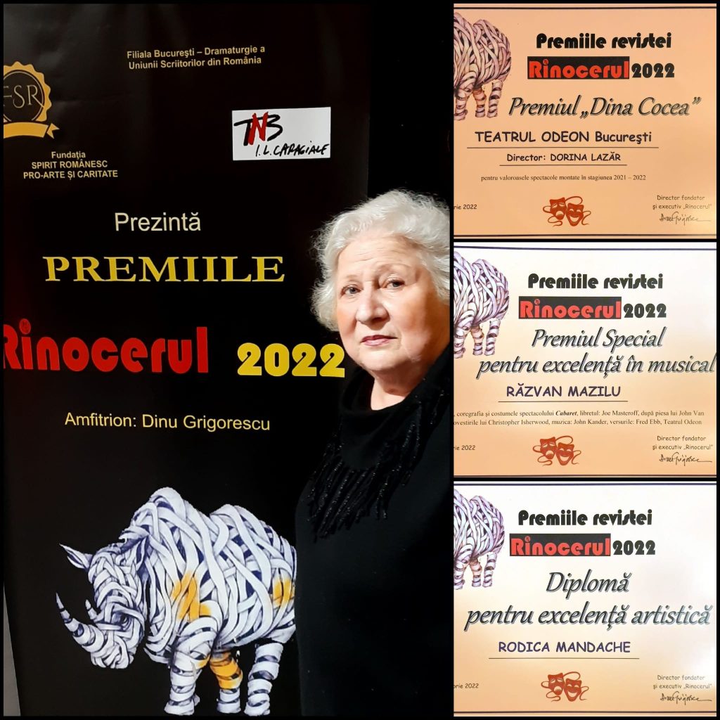 Teatrul Odeon, premiat în cadrul Galei Premiilor revistei „Rinocerul” 2022